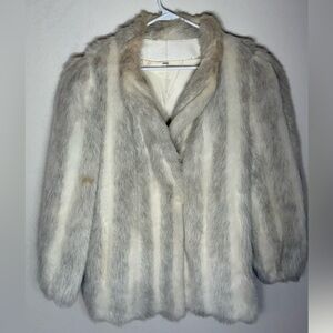 Vintage 1960s Britanny original, faux fur women’s coat. White